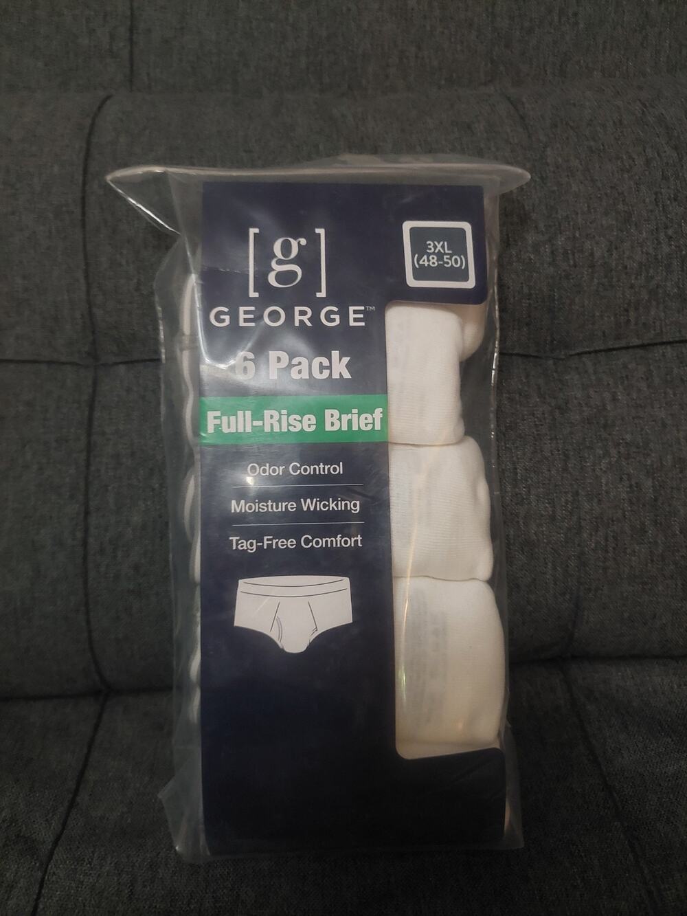 George Men's White Full Rise Briefs Underwear 6-Pack Size 3XL (48-50) ~ New